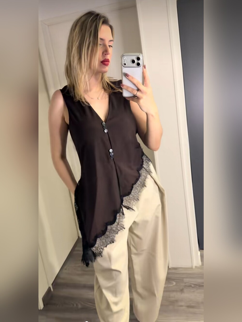 ZARA ASYMMETRIC LACE TOP